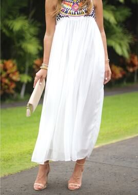 Embellished embroidery white Chiffon dress size XS